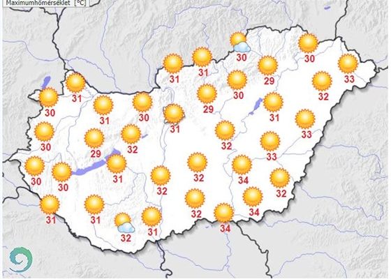 Itthon: A héten végig vastagon 30 fok fölött lesz a csúcshőmérséklet