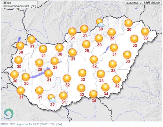 Itthon: A héten végig vastagon 30 fok fölött lesz a csúcshőmérséklet