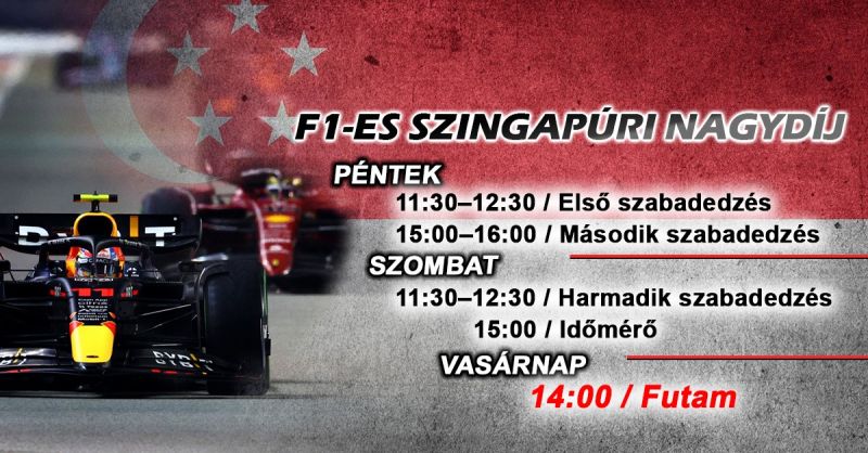 Az F1-es Szingapúri Nagydíj teljes menetrendje